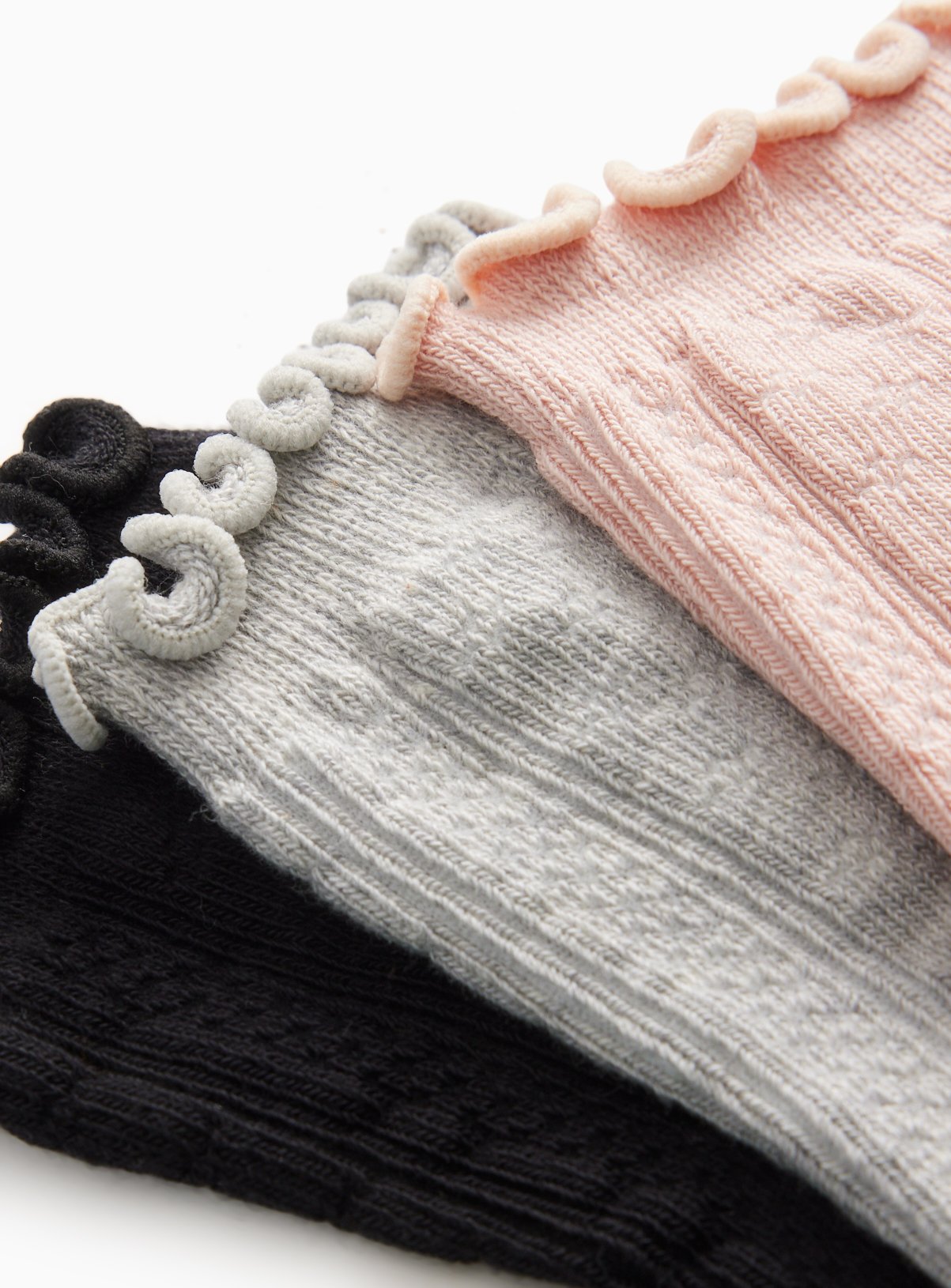 Pink, Grey, Charcoal & Cream Ankle Socks 4-Pack 6-8 - Image 2 thumbnail